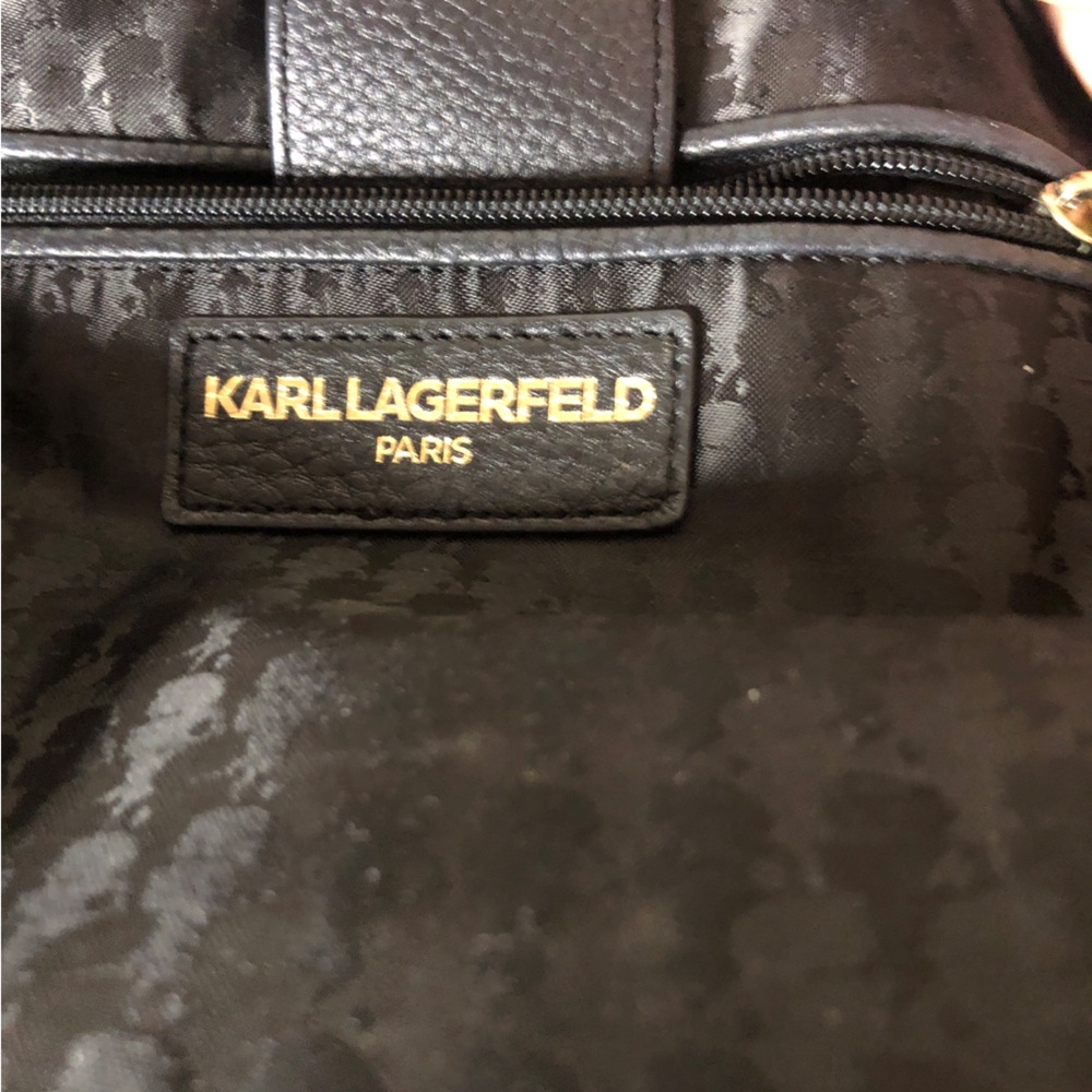Karl Lagerfeld Black Tote with Studded Floral Design - Picture 4 of 14